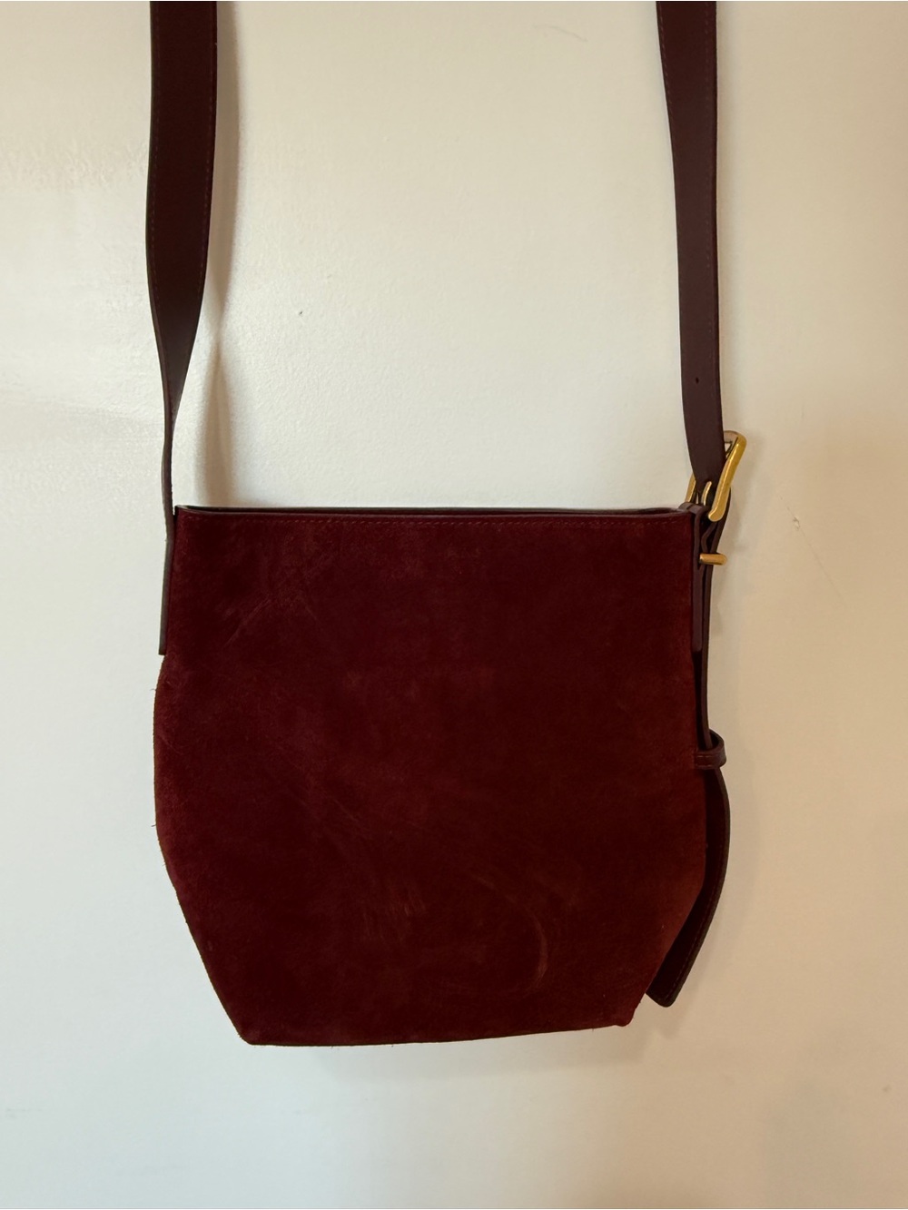 Quince Suede Crossbody Bag in Deep Burgundy